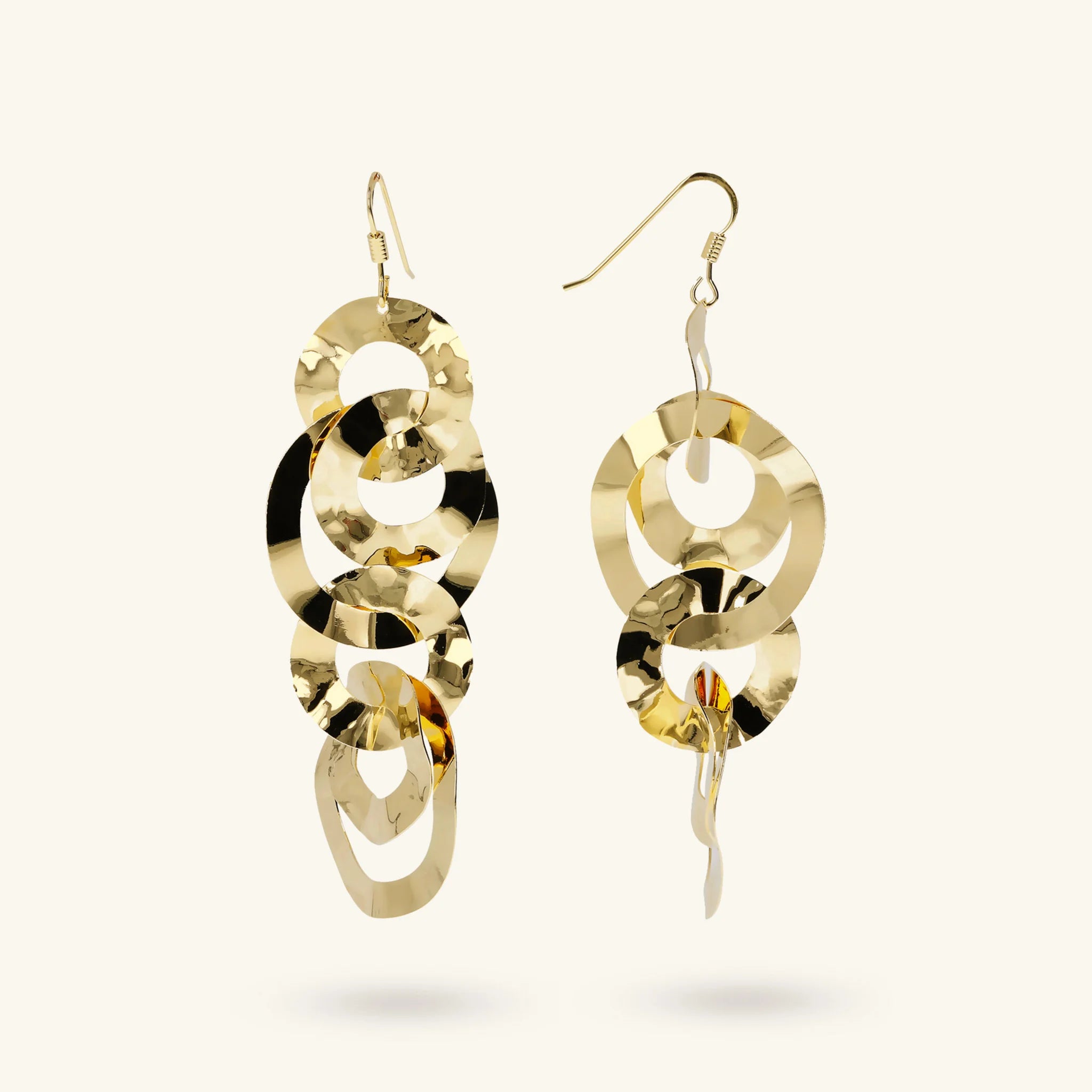 18KT Yellow Gold Plated Discs Drop Earrings