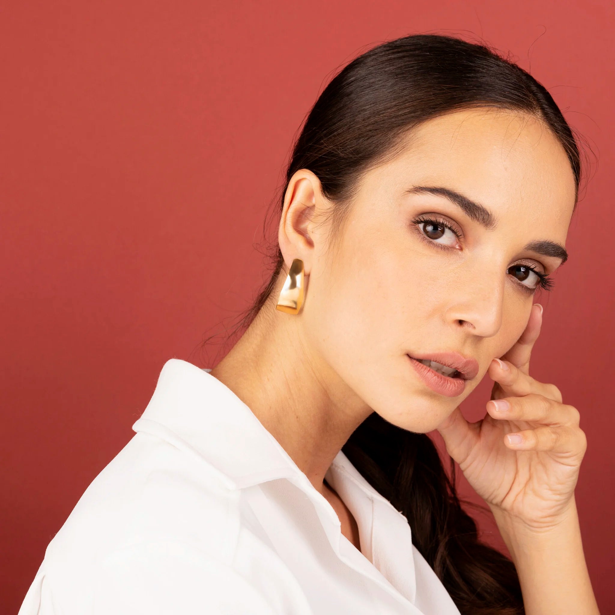 18KT Gold Plated Hammered Curl Earrings