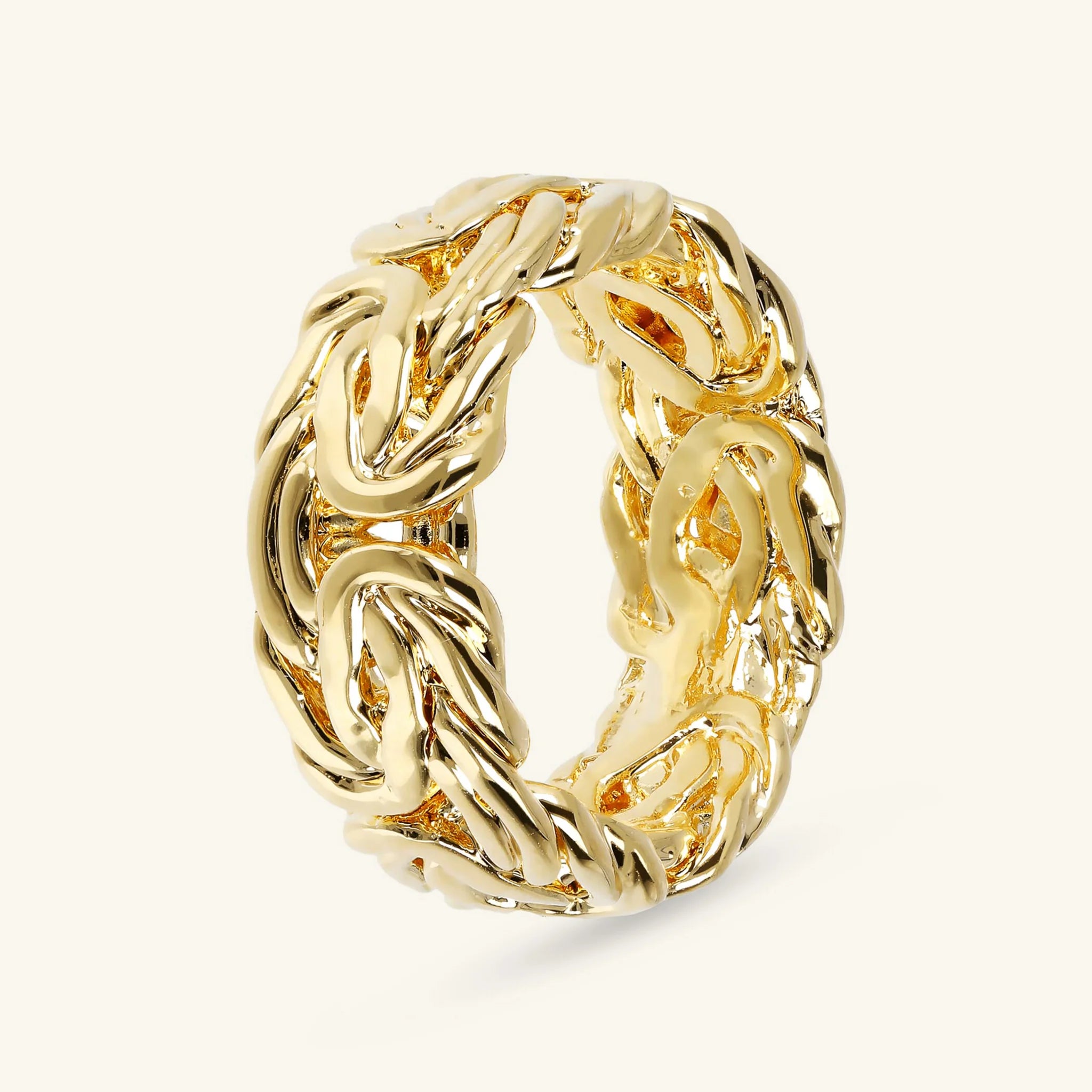 Bague à bande chaîne byzantine