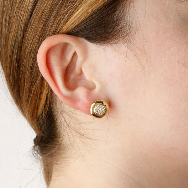 Boucles d'oreilles clous avec pavé en Cubic Zirconia