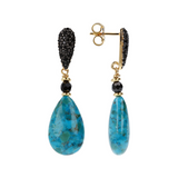 Drop Earrings with Turquoise and Black Spinel Pavé
