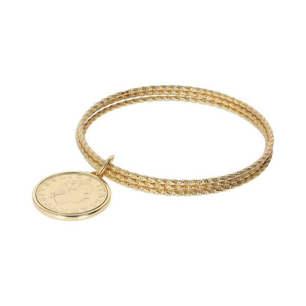 Multi-strand Rigid Bracelet with Original Coin Pendant