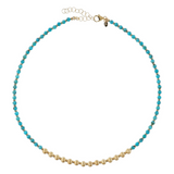 Necklace with Turquoises and 18Kt Gold Plated Spheres