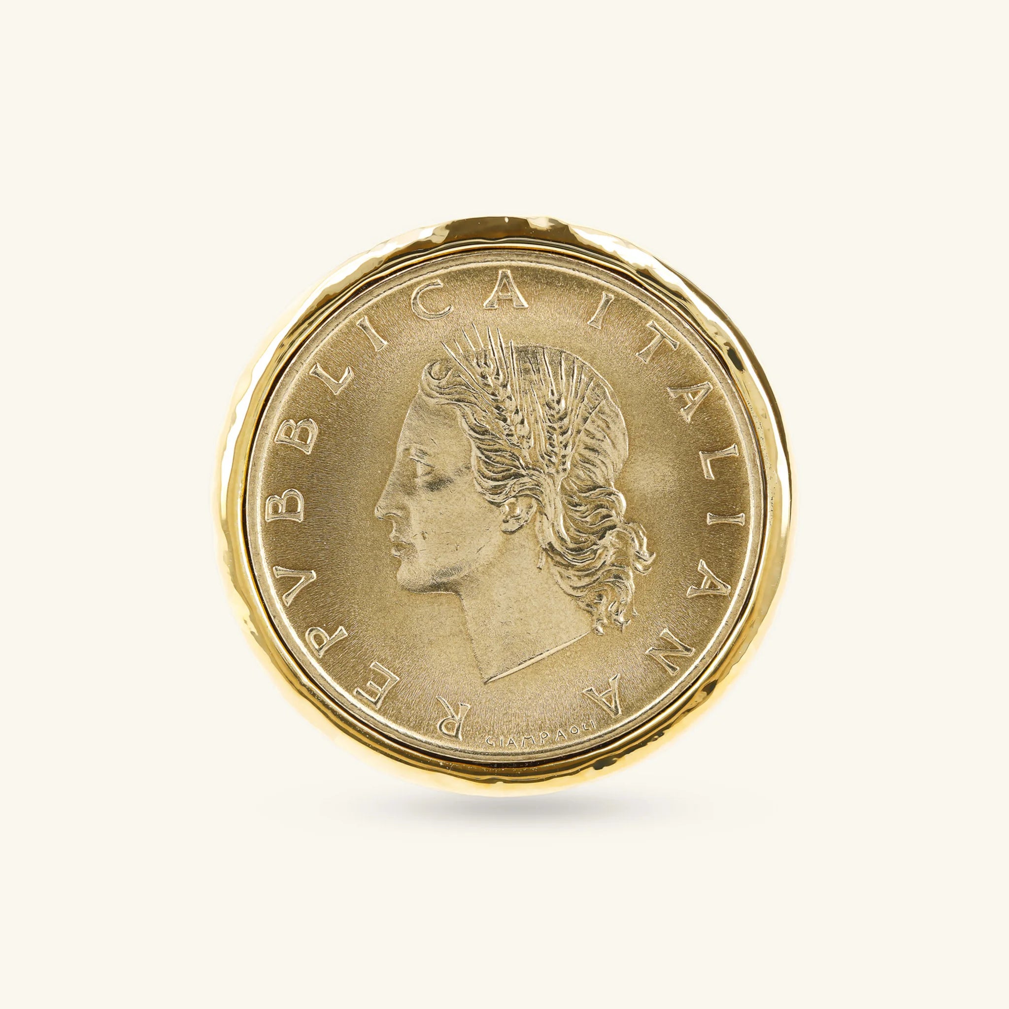 Anello Chevalier Martellato con Moneta Originale