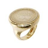 Hammered Chevalier Ring with Original Coin