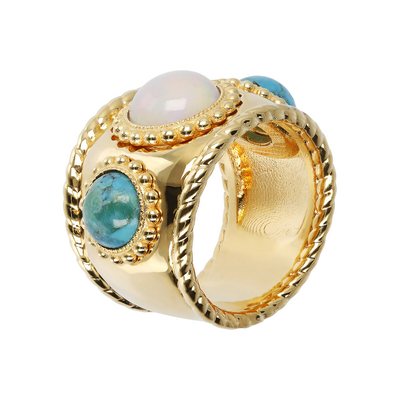 Ring with Moonstone and Turquoise