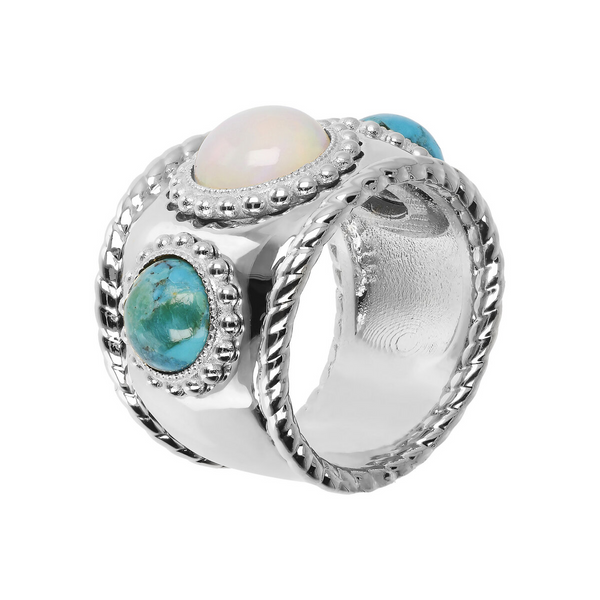Ring with Moonstone and Turquoise