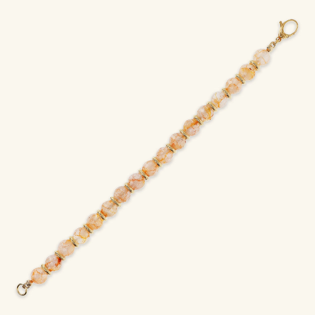 Bracciale con Sfere in Pietra Naturale Sfaccettata e Rondelle Martellate