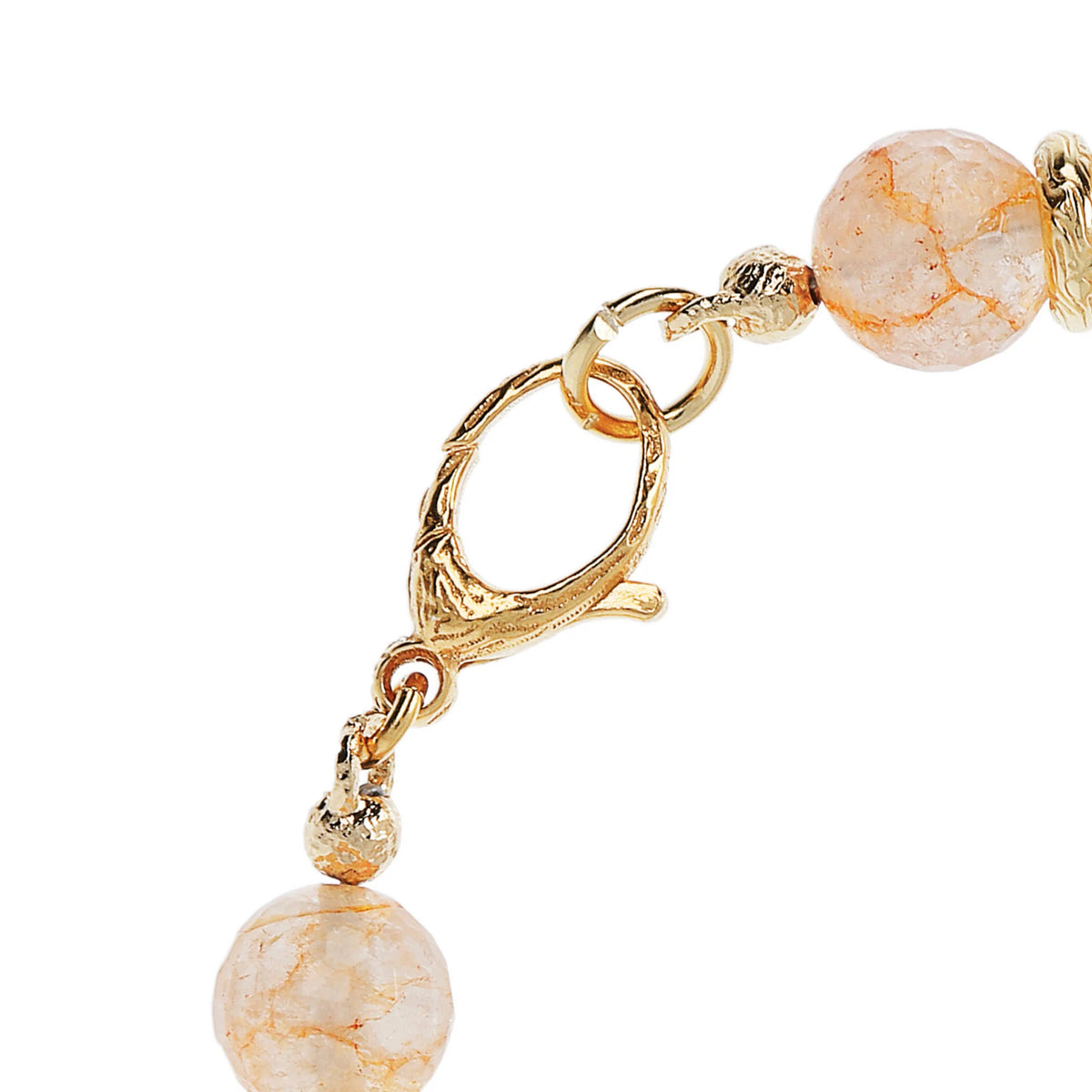 Bracciale con Sfere in Pietra Naturale Sfaccettata e Rondelle Martellate