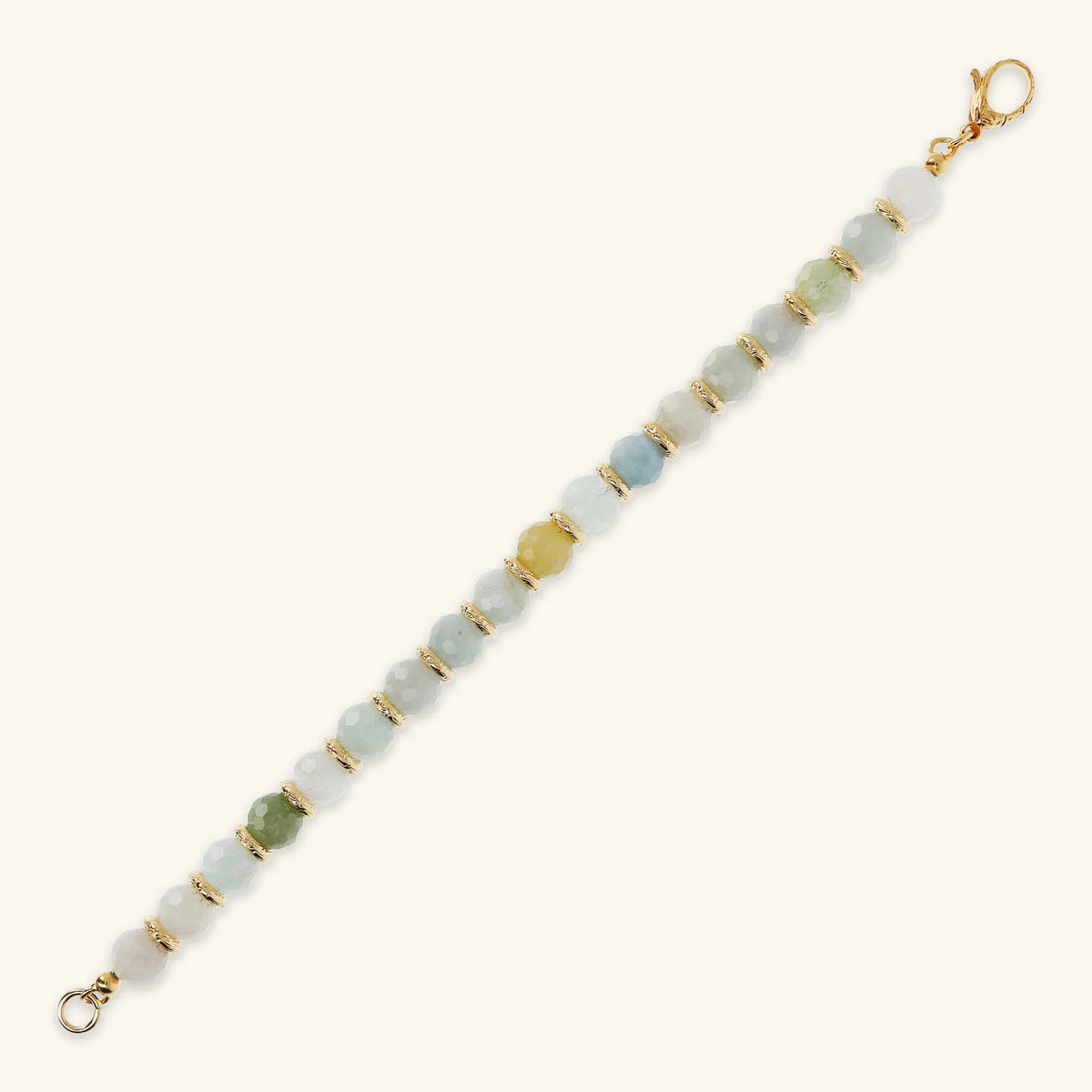 Bracciale con Sfere in Pietra Naturale Sfaccettata e Rondelle Martellate