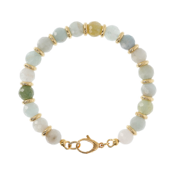 Bracelet with Round Colored Natural Stones and Hammered Spheres
