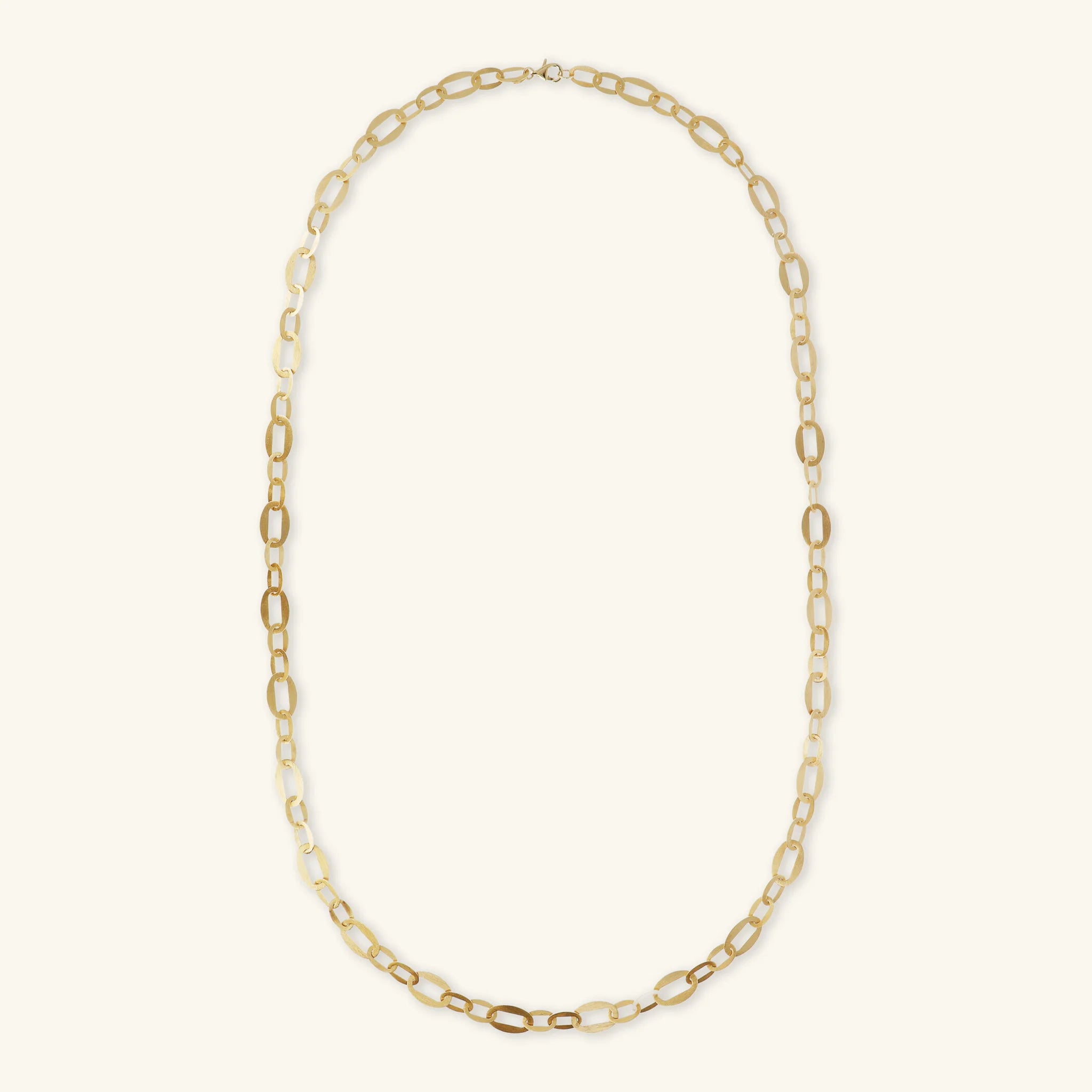 Collana Satinata con Maglie Ovali Alternate