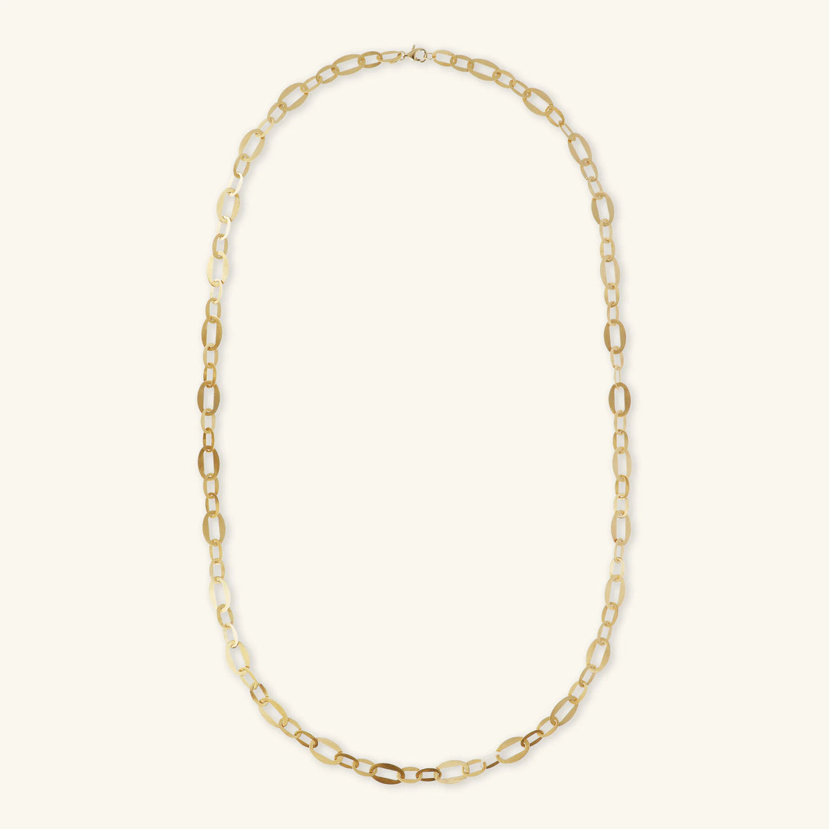 Collana Satinata con Maglie Ovali Alternate