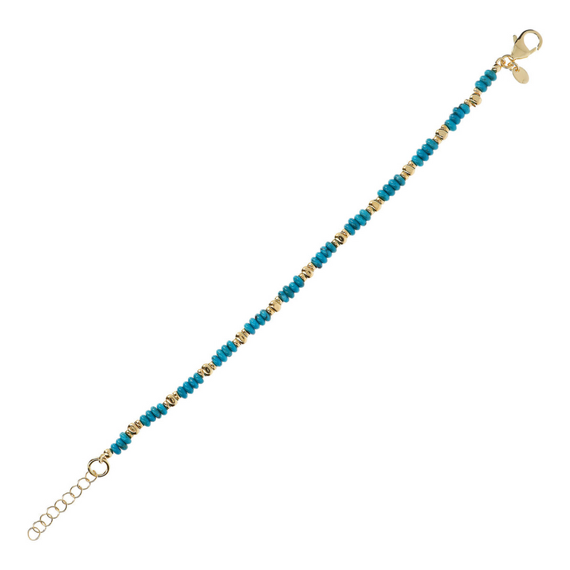 Bracelet with Turquoise Washers and Golden Nuggets