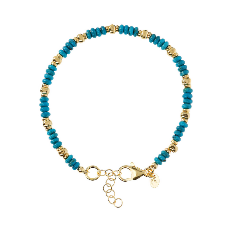 Bracelet with Turquoise Washers and Golden Nuggets