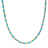 Necklace with Turquoise washers and Golden Nuggets