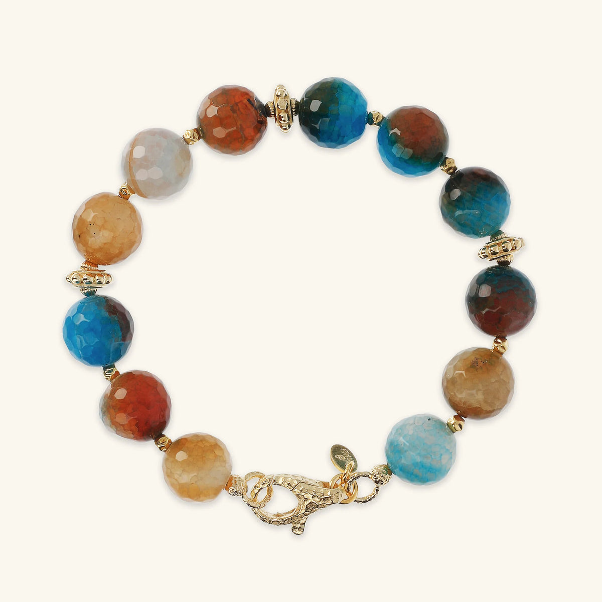 Bracciale con Pietra Naturale Agata Colorata ed Elementi Golden