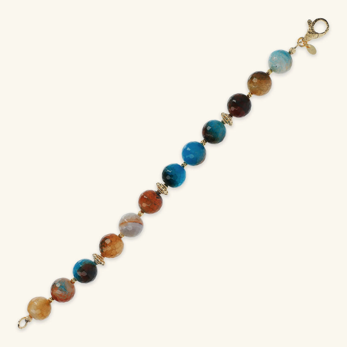 Bracciale con Pietra Naturale Agata Colorata ed Elementi Golden