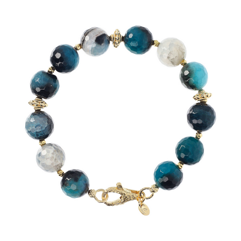 Bracelet with Colored Agate and Golden Elements