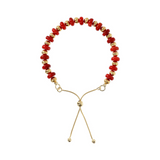 Bracelet with Hammered Golden Spheres and Red Bamboo Coral