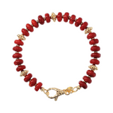Bracelet Corail Bambou Rouge avec Rondelle Travaillée