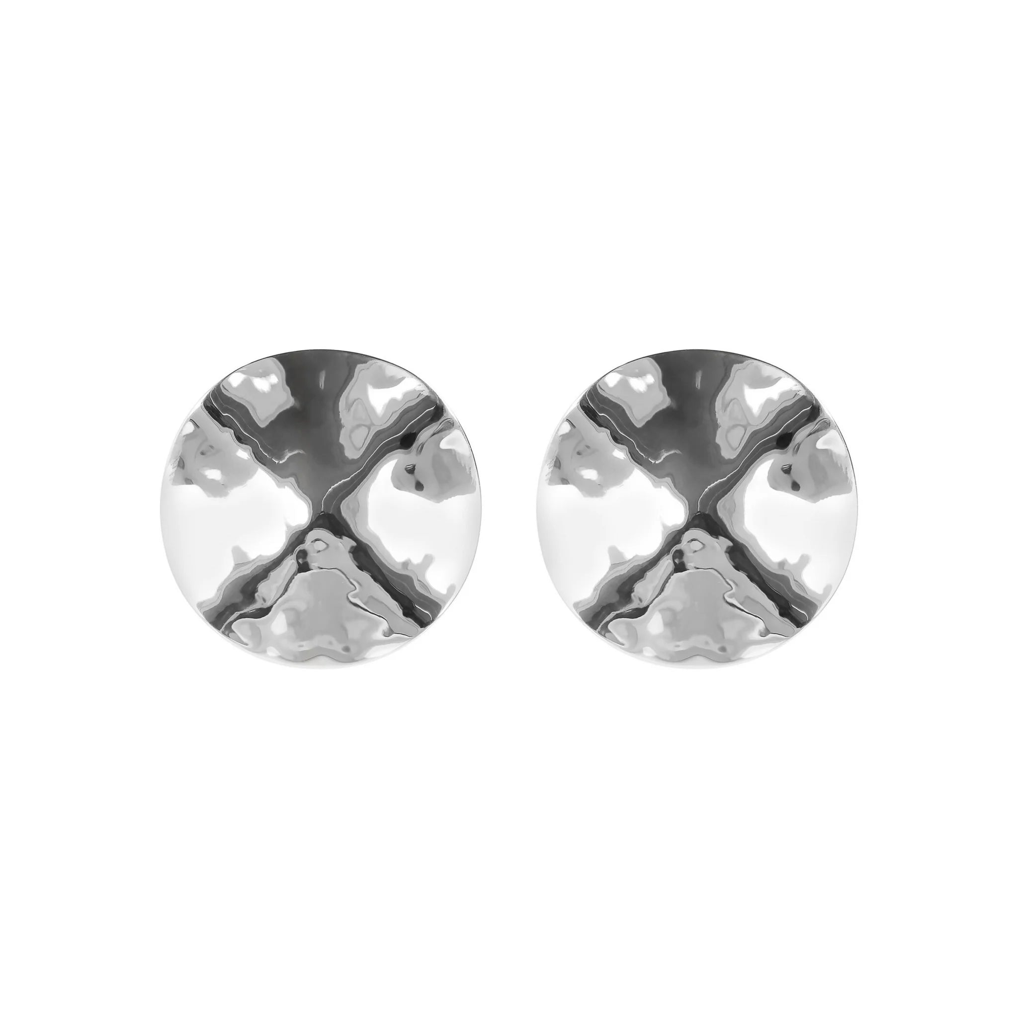 Hammered Button Stud Earrings