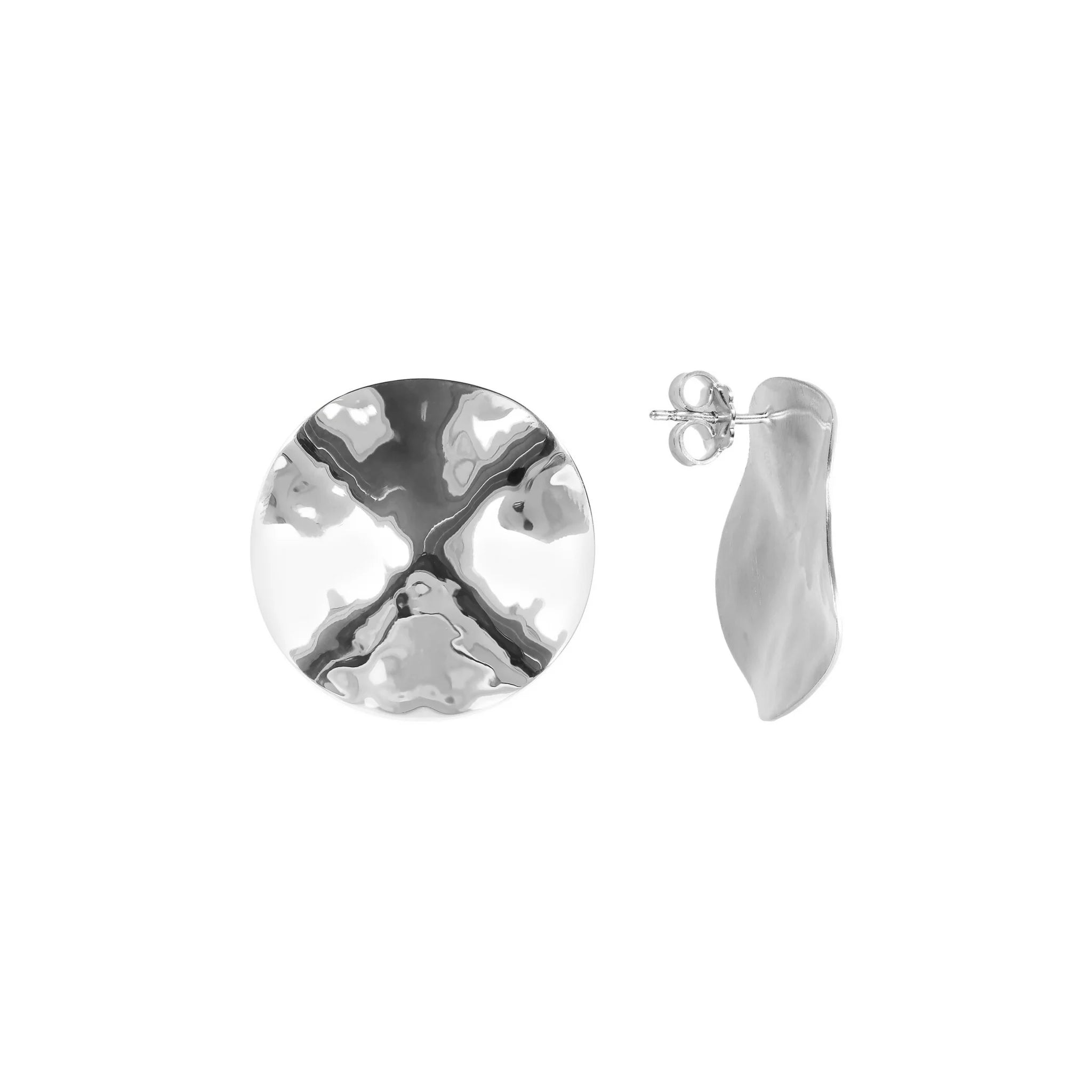 Hammered Button Stud Earrings
