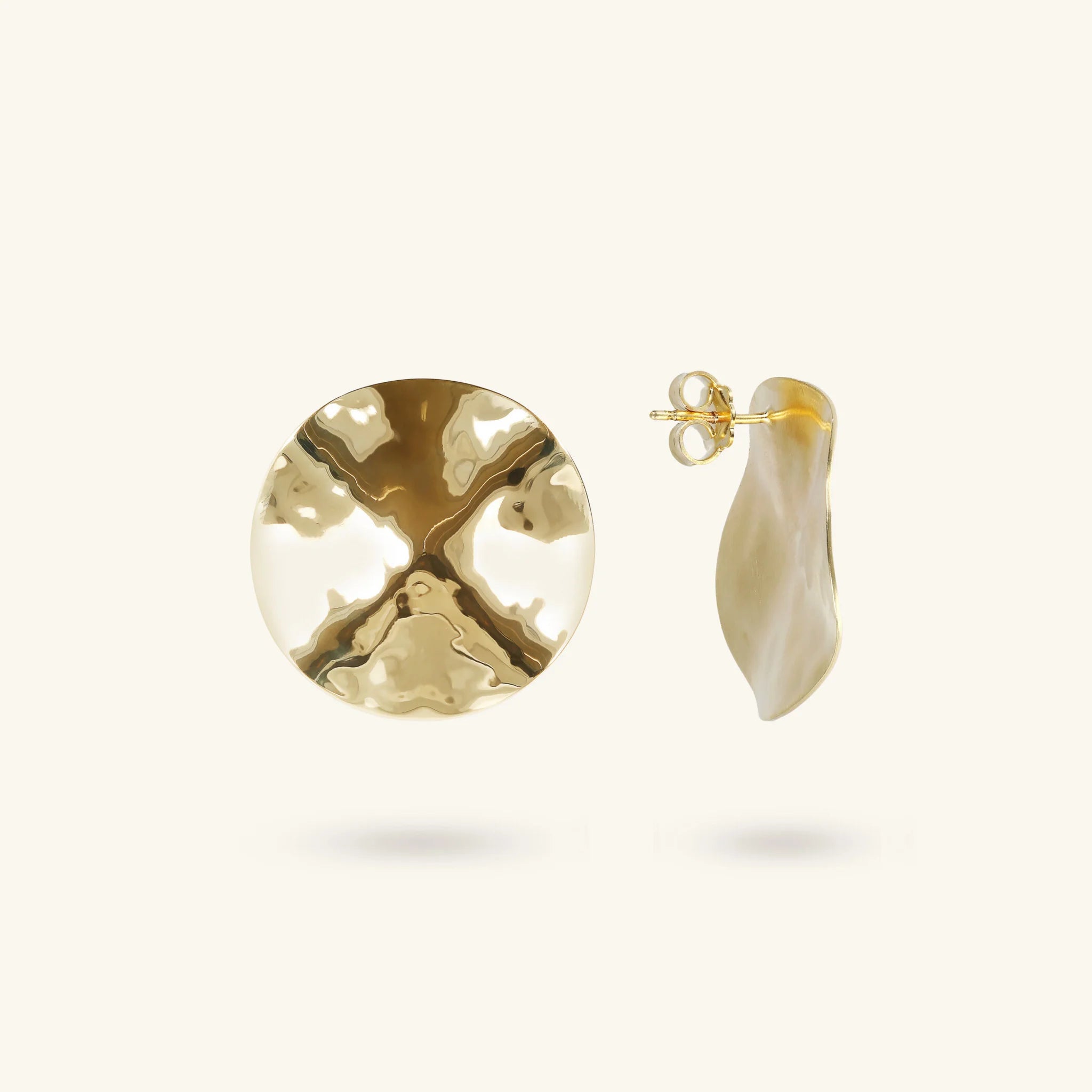 Hammered Button Stud Earrings