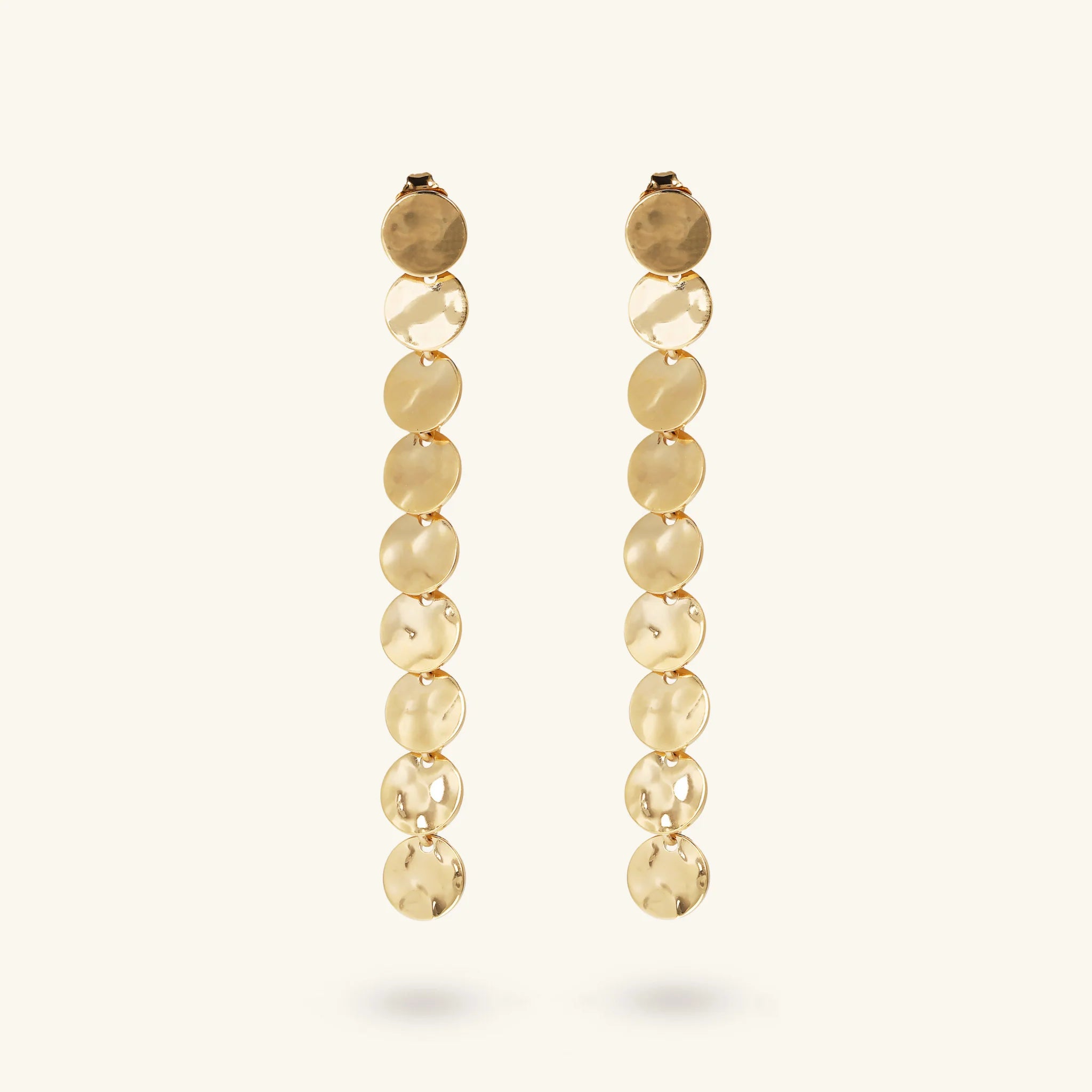 Long Earrings With Hammered Discs Mirage Effect