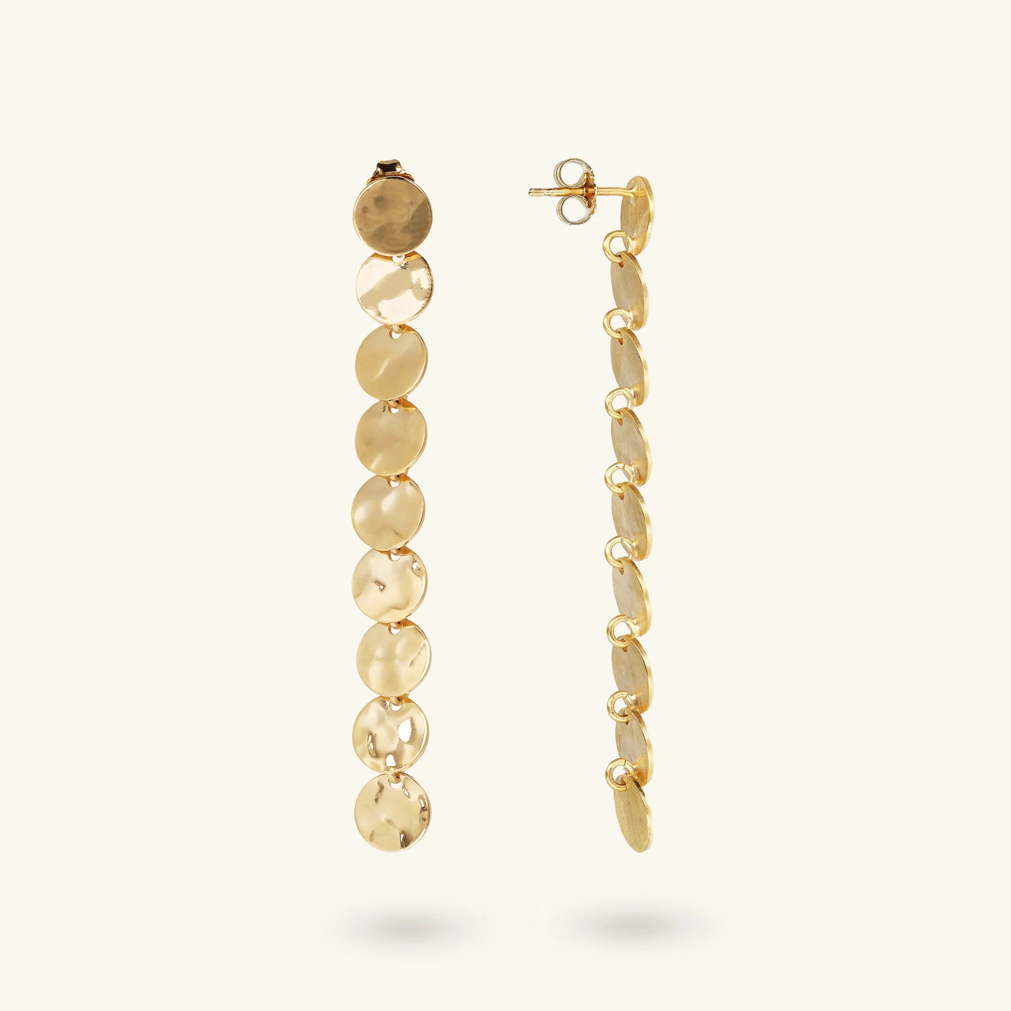 Long Earrings With Hammered Discs Mirage Effect