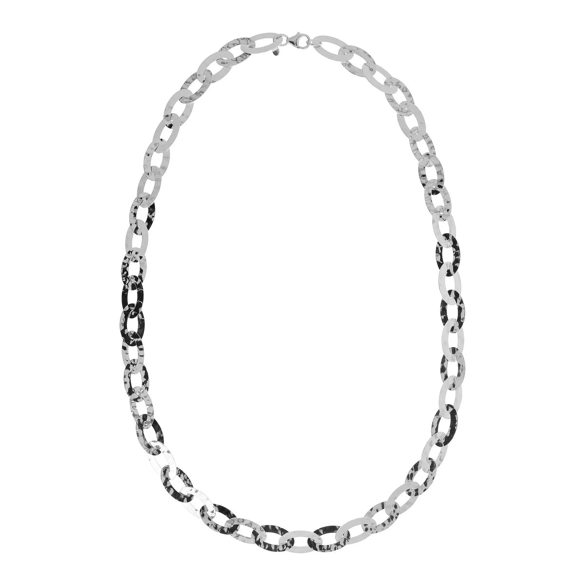 Lange Halskette mit flacher ovaler geschmiedeter Kette  