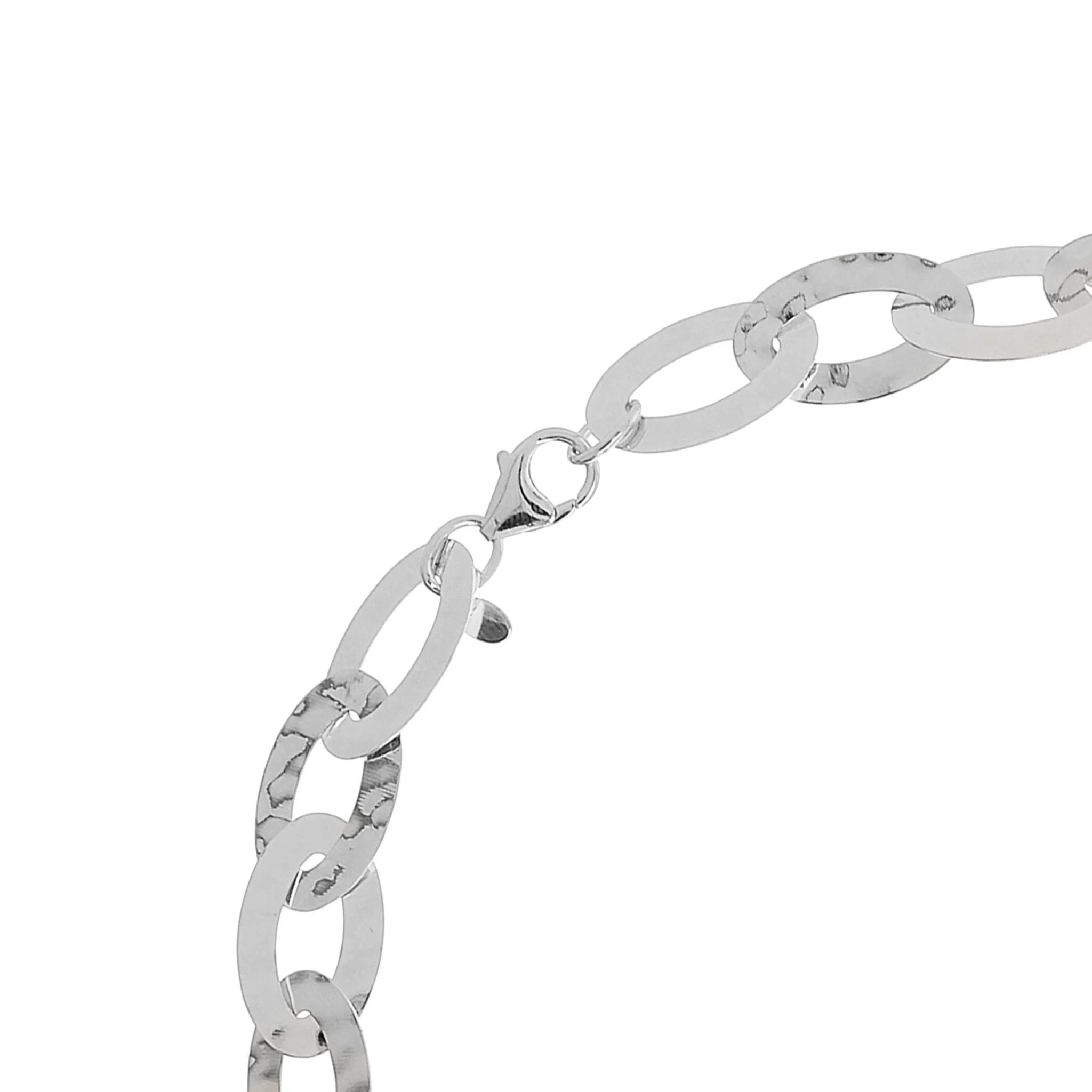 Collana Lunga Catena Ovale Piatta Martellata