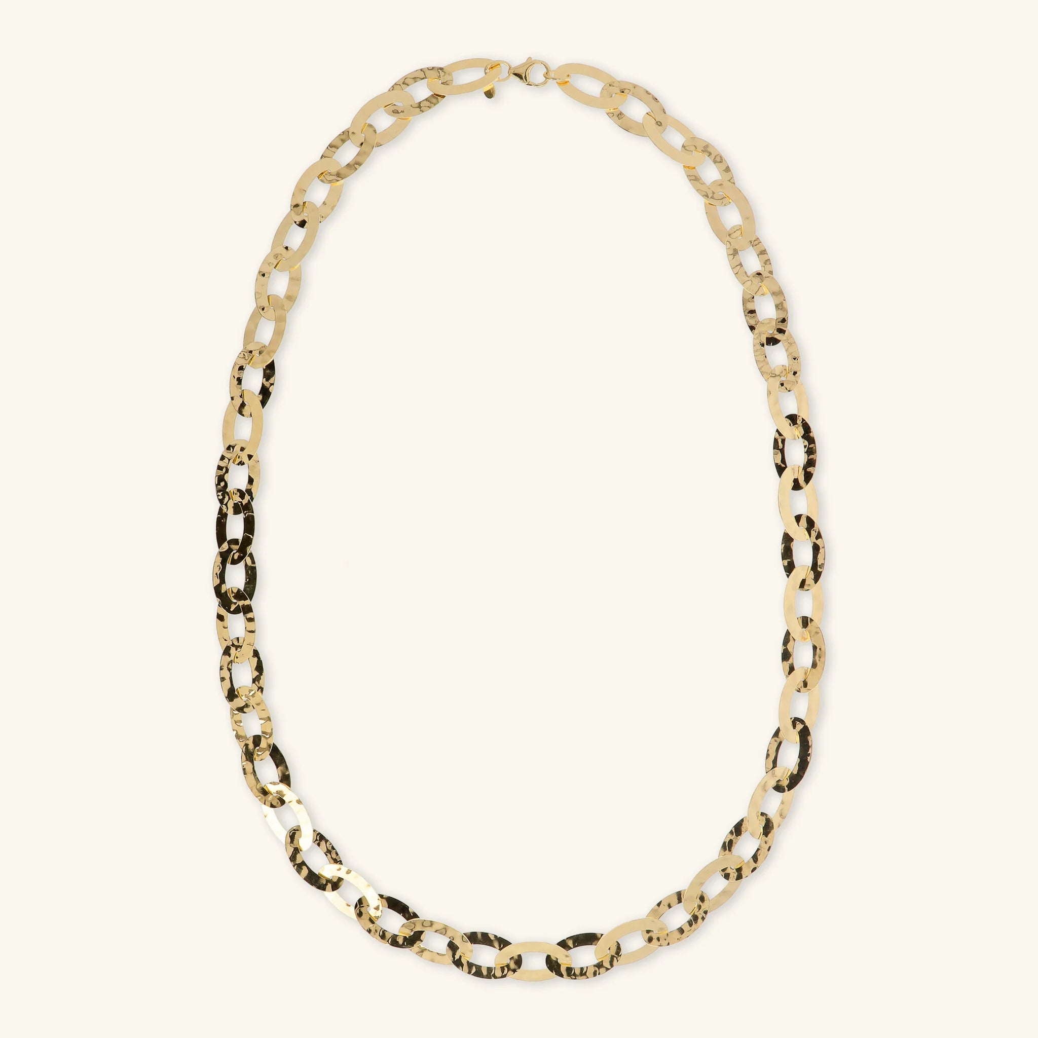 Collana Lunga Catena Ovale Piatta Martellata