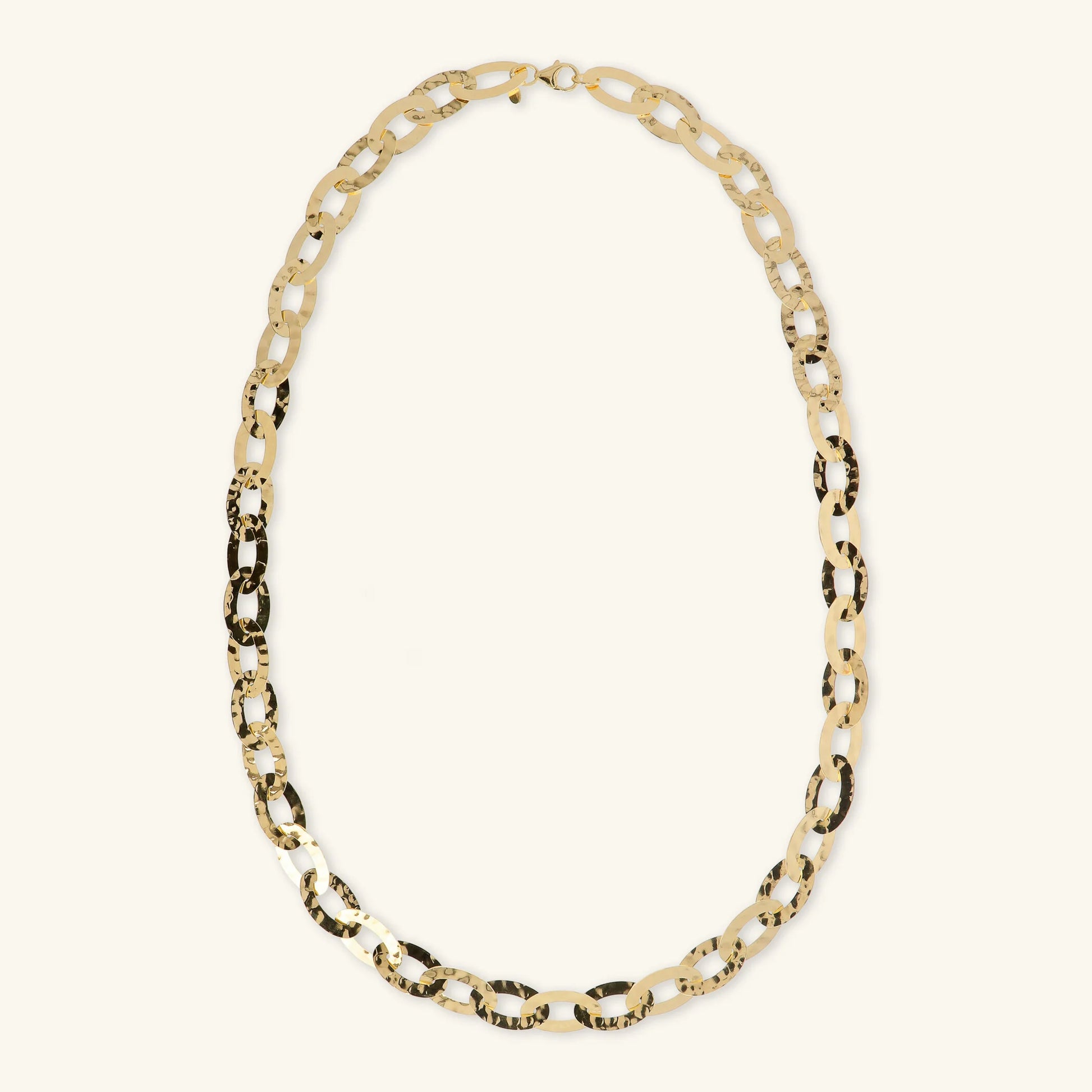 Collana Lunga Catena Ovale Piatta Martellata