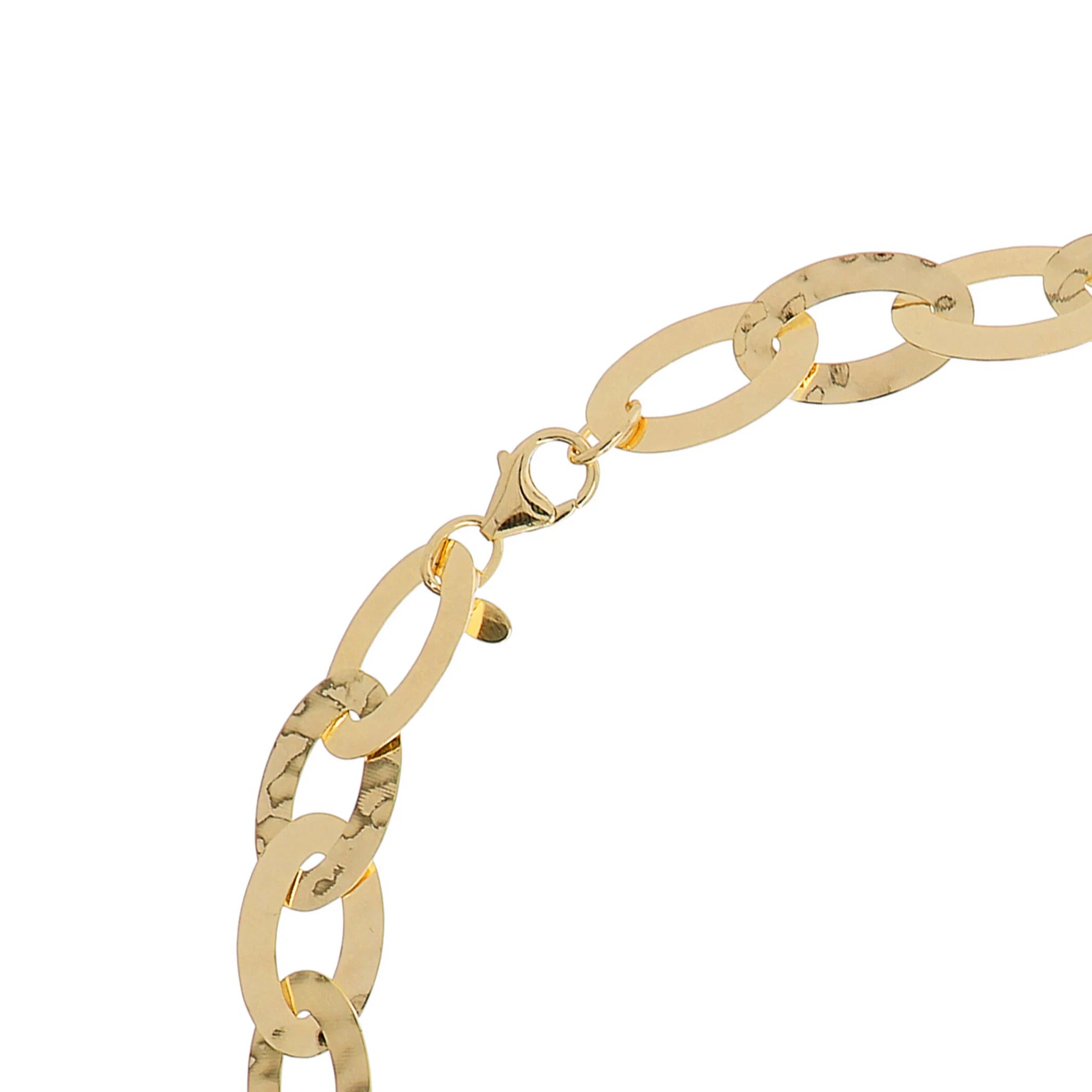 Collana Lunga Catena Ovale Piatta Martellata