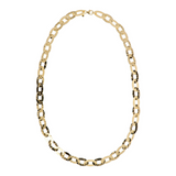 Long Hammered Flat Oval Chain Necklace