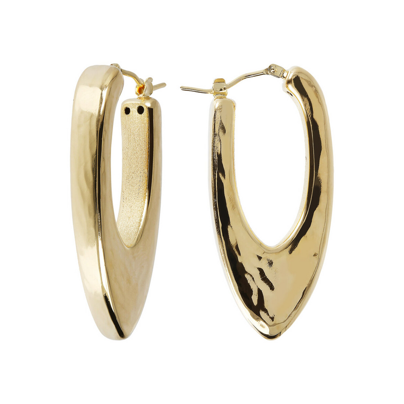 Oval Circle Earrings with Hammered Surface