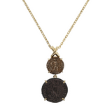 Rolo Chain Necklace with Double Coin Pendant