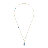 Long Forzatina Chain Necklace with White Pearls and Natural Stone Pendant