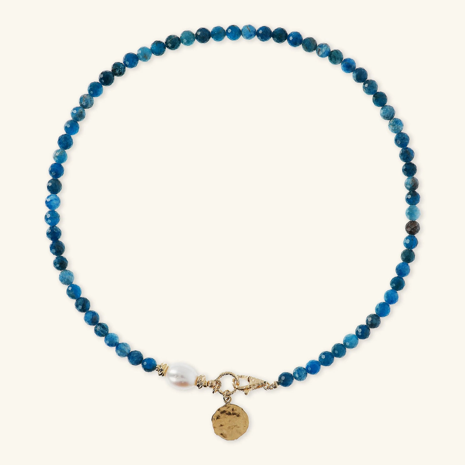 Necklace Necklace with Natural Stones Hammered Pendant and Freshwater White Baroque Pearl Ø 9/10 mm