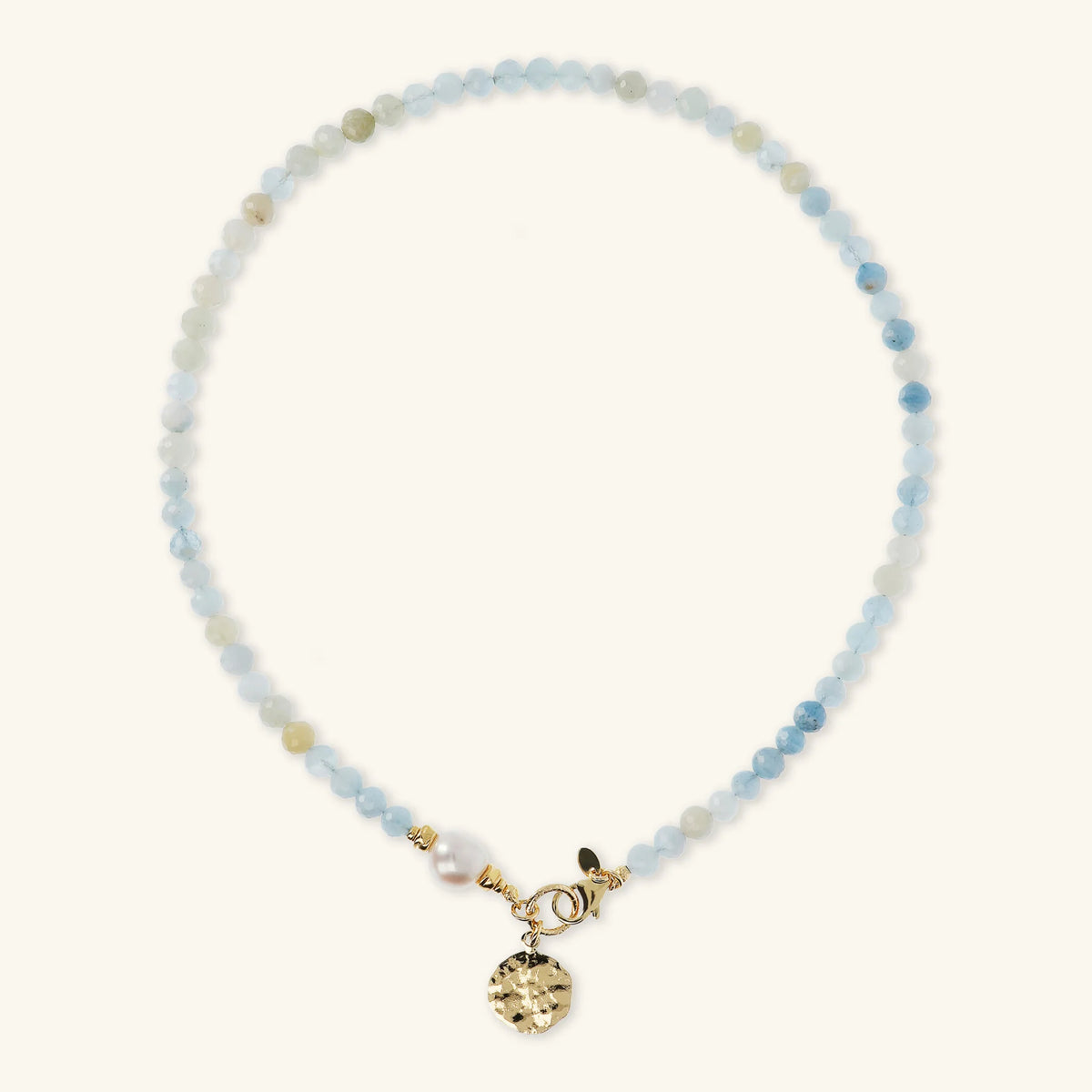 Necklace Necklace with Natural Stones Hammered Pendant and Freshwater White Baroque Pearl Ø 9/10 mm