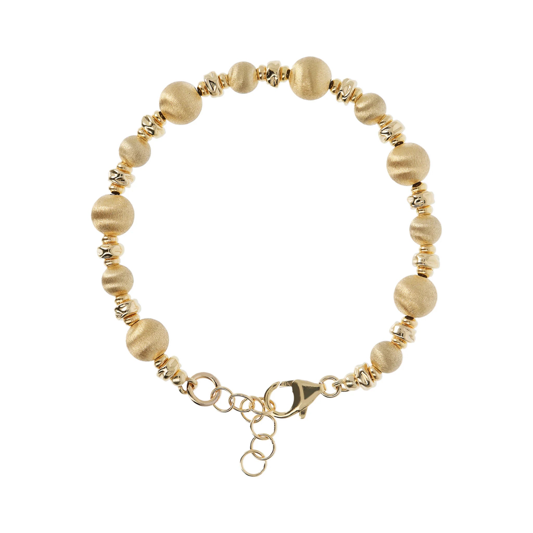 Armband mit satinierten Kugeln und glänzenden Rondellen  