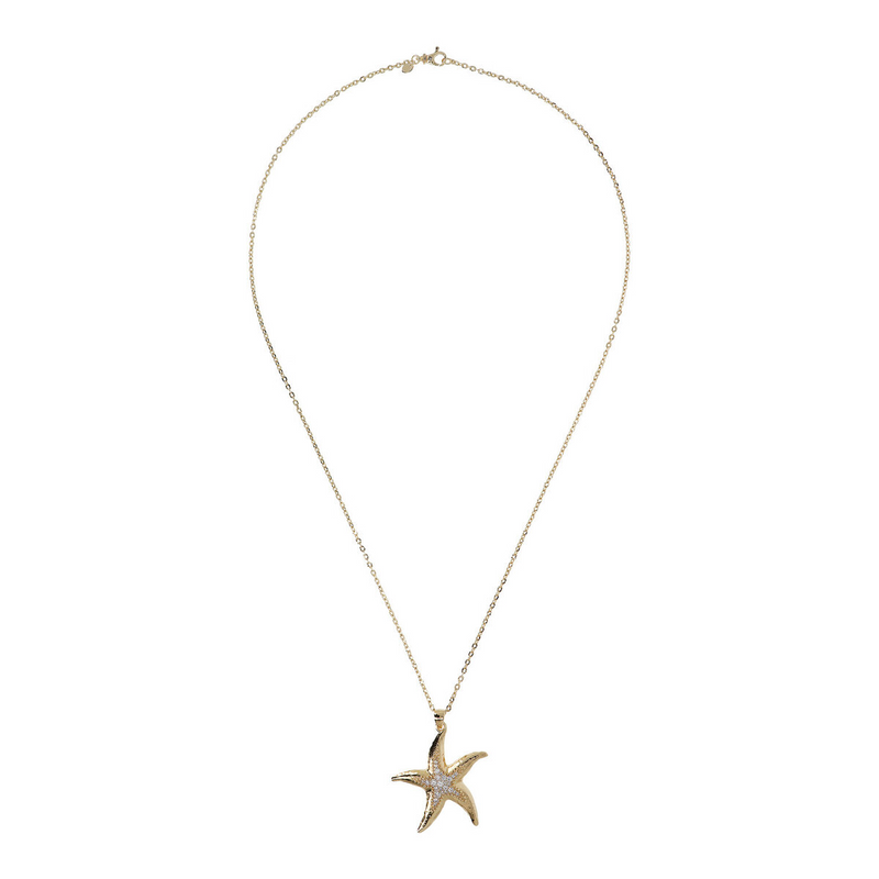 Necklace with Starfish Pendant and Pavé in Cubic Zirconia