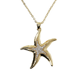 Collier Chaîne Taille Diamant avec Pendentif Étoile de Mer et Pavé en Cubic Zirconia