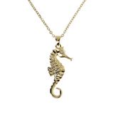 Chain Necklace with Seahorse Pendant and Cubic Zirconia