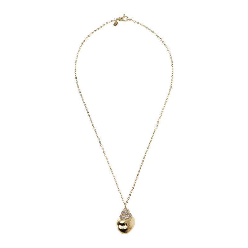 Chain Necklace with Shell Pendant and Pavé in Cubic Zirconia
