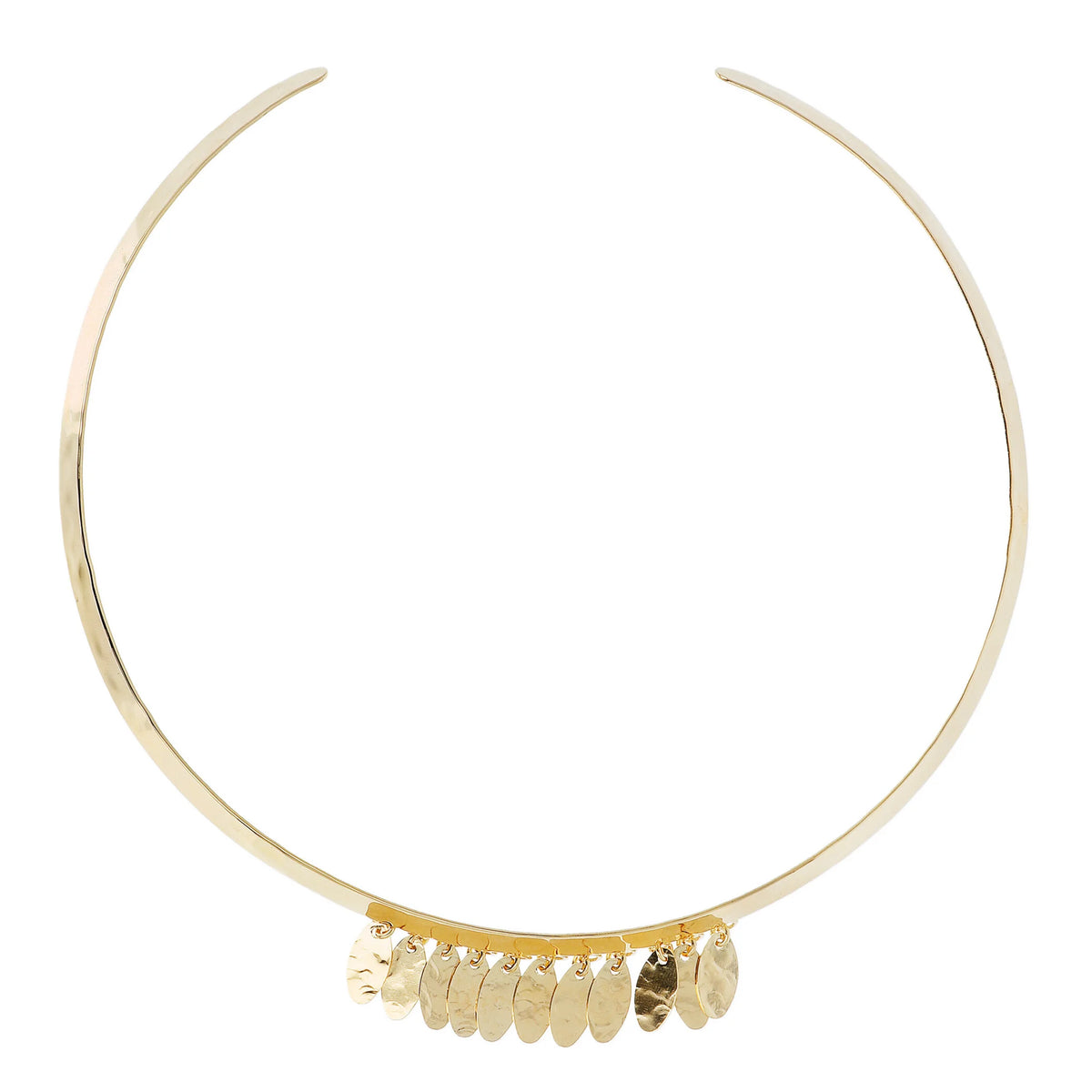 Choker Necklace with Hammered Oval Charms
