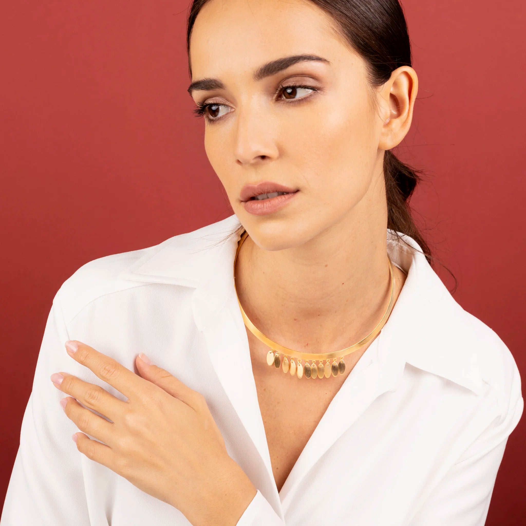 Collier choker avec pendentifs ovales satinés