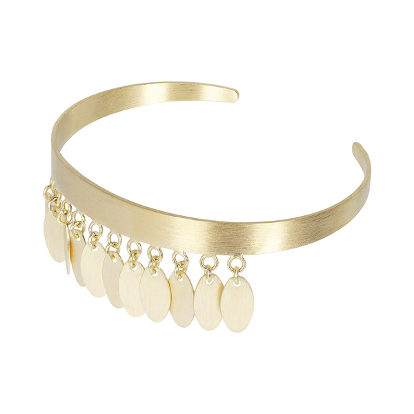 Rigid Bracelet with Satin Oval Pendants