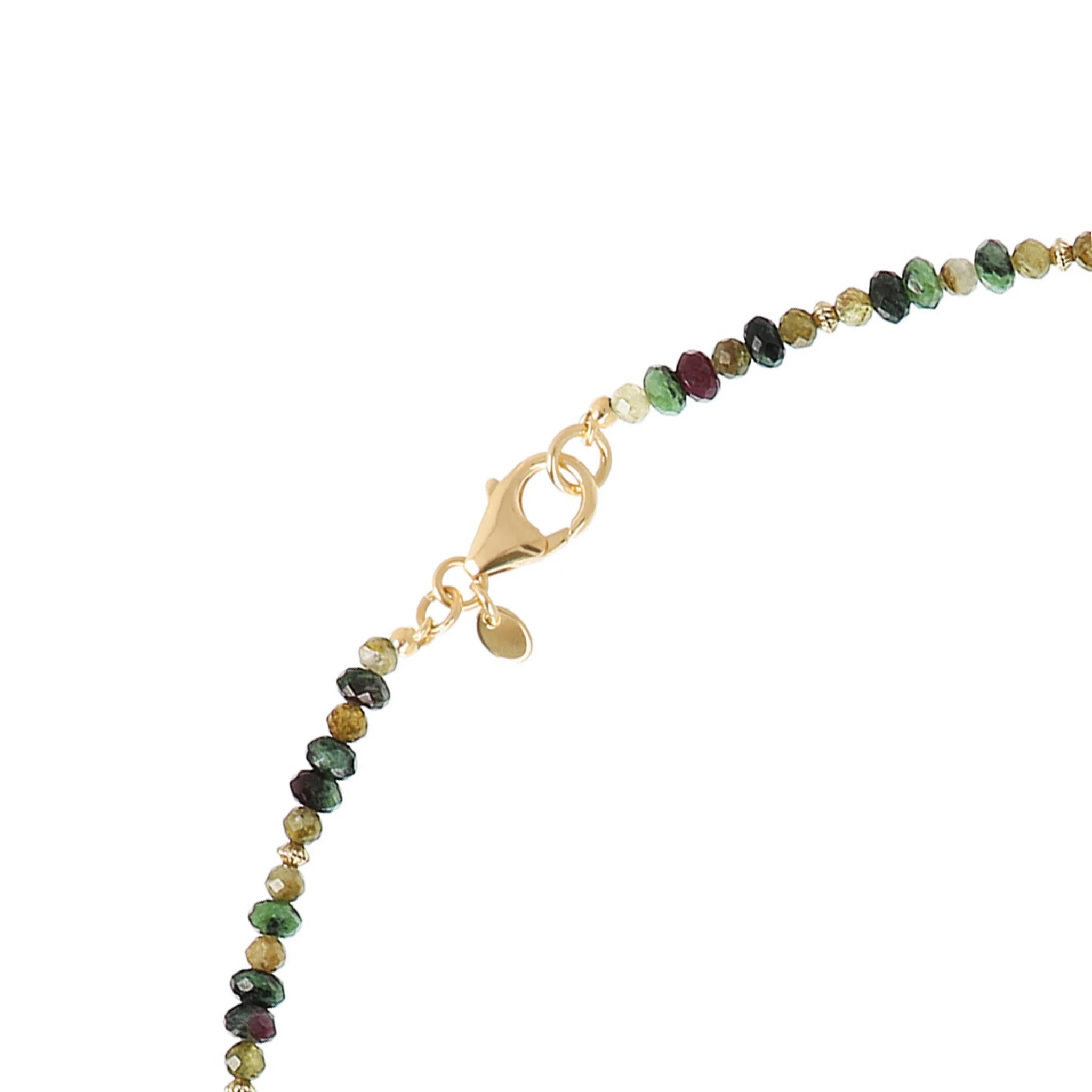 Collana Lunga con Sfere Satinate e Pietre Naturali